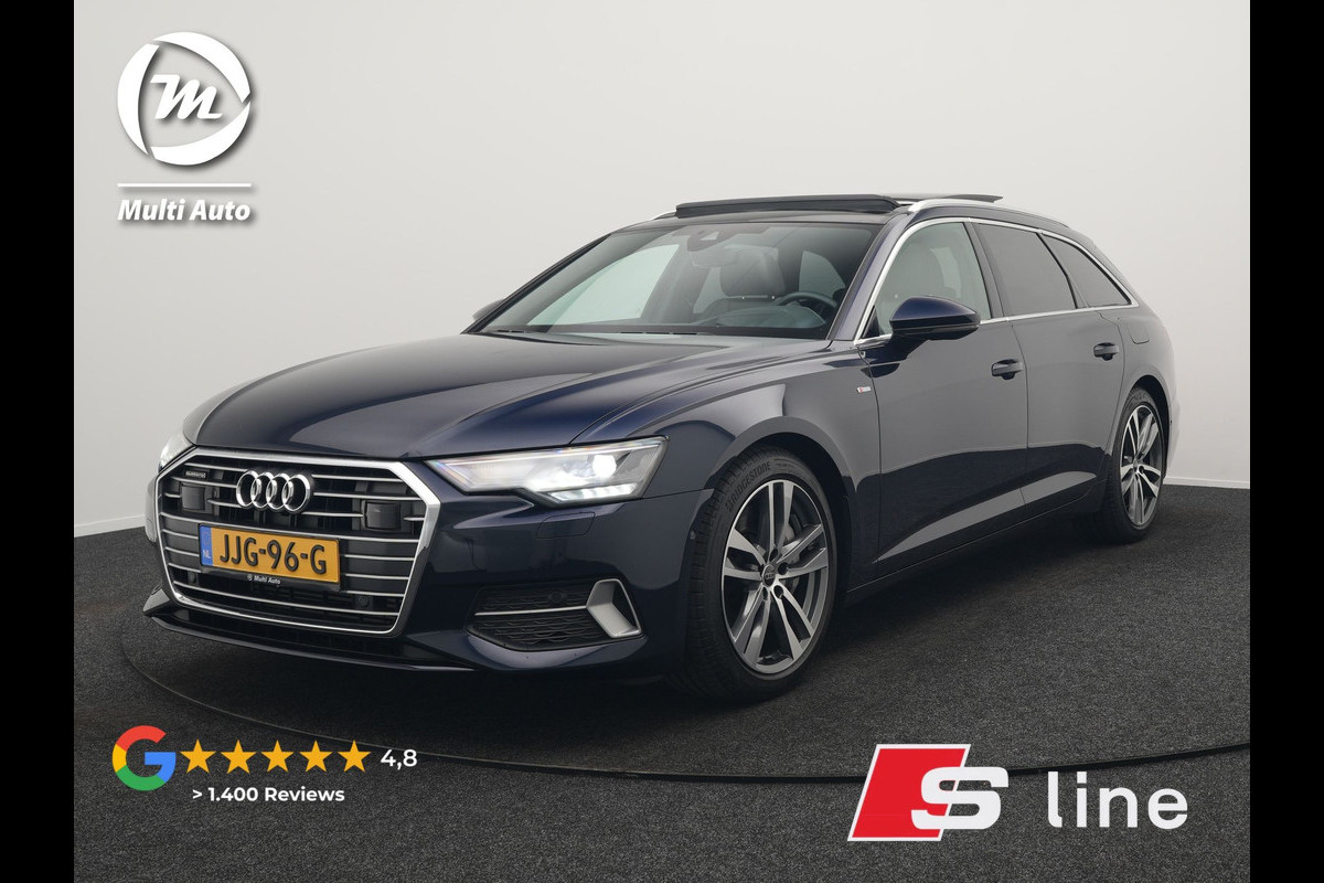 Audi A6 Avant 50 TFSI e quattro S Line Panodak Plug In Hybrid 300pk PHEV | Trekhaak | Head Up | Bang & Olufsen | Lederen Sportstoelen Verwarmd | Adaptive Cruise | Apple Carplay | Camera | Blis | Navigatie | Virtual | DAB |