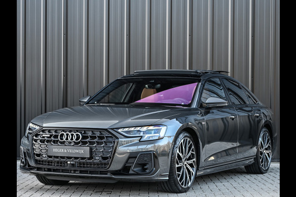 Audi A8 60 TFSI e quattro 463PK S-Line B&O Advanced | Head-Up Display | Achteras besturing | Panorama dak | Trekhaak | Soft-Close | Alcantara hemel bekleding | Carbon inleg | 360 Camera | Standkachel | Adaptive Cruise Control