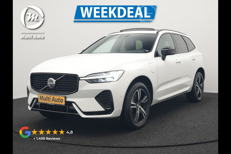 Volvo XC60 Recharge T6 AWD R-Design LONG RANGE Plug In Hybrid 341pk Dealer O.H. PHEV | Panodak | 360 Camera | Google Assistent | Lederen Sportstoelen Memory & Verwarmd | Apple Carplay | Keyless | Virtual | Navigatie | DAB |