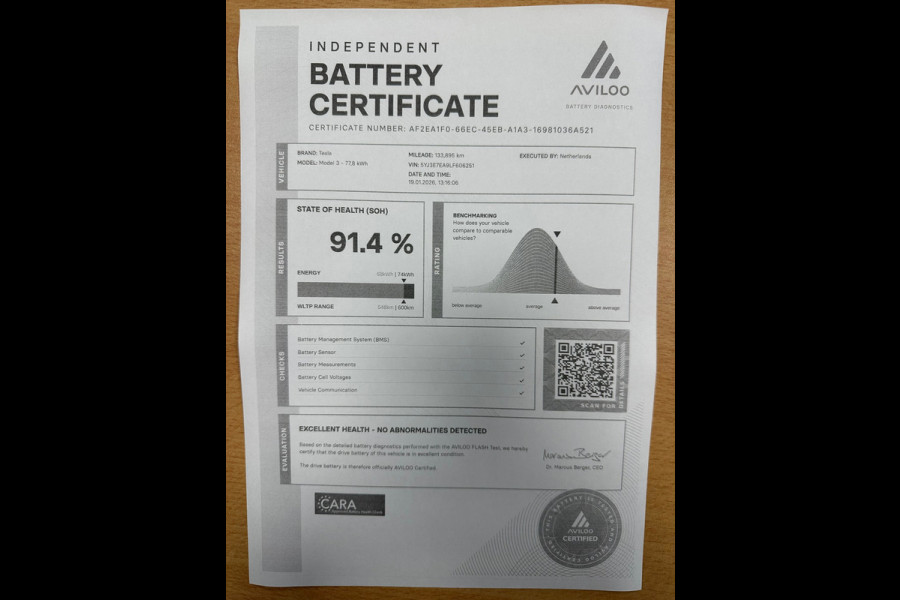 Tesla Model 3 Long Range RWD 75 kWh| SOH 91.4%
