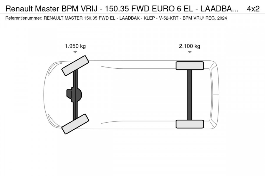 Renault Master BPM VRIJ - 150.35 FWD EURO 6 EL - LAADBAK & LAADKLEP - V-52-KRT - REG. 2024