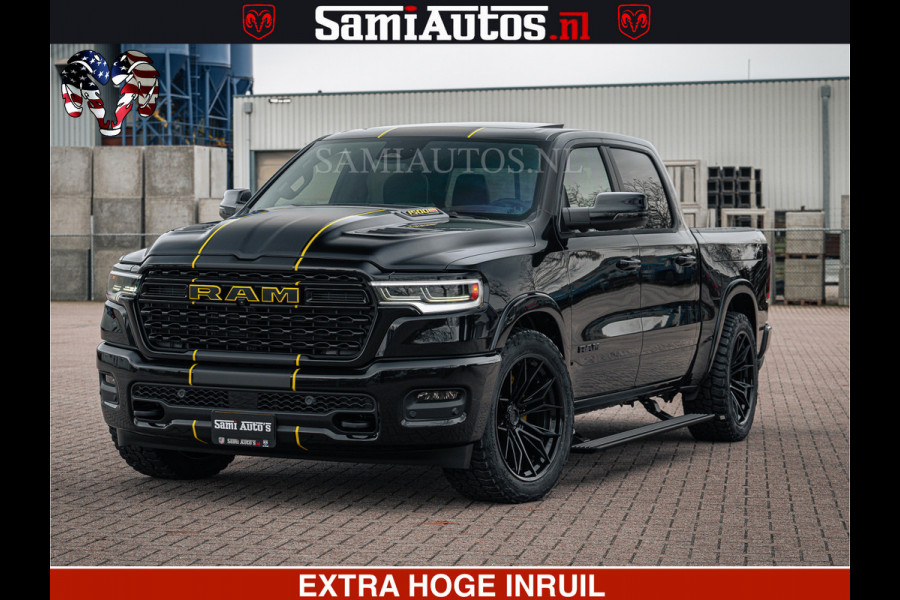 Dodge Ram Limited Night H.O 540HP 706Nm | Massage + Full Option | De Meest Luxe en Volle Pick-Up in zijn Klasse | Comfortabele Dubbele Cabine met Royale 5 Zitplaatsen | BPM vrij | Nu Leverbaar uit Voorraad | Voorraad Nr 2370 - 5411