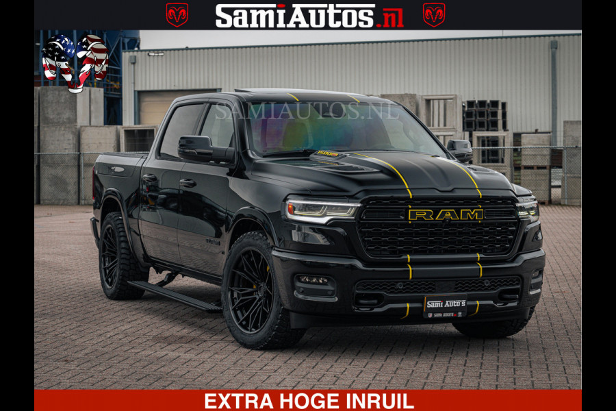 Dodge Ram Limited Night H.O 540HP 706Nm | Massage + Full Option | De Meest Luxe en Volle Pick-Up in zijn Klasse | Comfortabele Dubbele Cabine met Royale 5 Zitplaatsen | BPM vrij | Nu Leverbaar uit Voorraad | Voorraad Nr 2370 - 5411