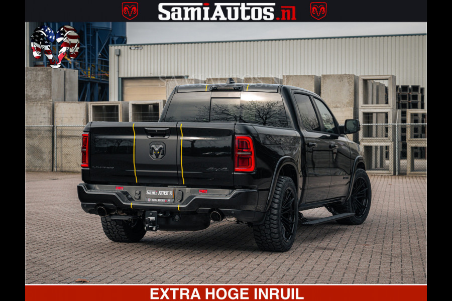 Dodge Ram Limited Night H.O 540HP 706Nm | Massage + Full Option | De Meest Luxe en Volle Pick-Up in zijn Klasse | Comfortabele Dubbele Cabine met Royale 5 Zitplaatsen | BPM vrij | Nu Leverbaar uit Voorraad | Voorraad Nr 2370 - 5411