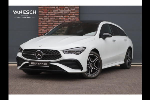 Mercedes-Benz CLA-Klasse Shooting Brake 250 e AMG Line Aut8 | Facelift | Panoramadak | Distronic+ | Memory | Verwarmd Stuuwiel | Leder | HUD | Sfeerverlichting | Augmented Reality | Surround Camera | Keyless Go |