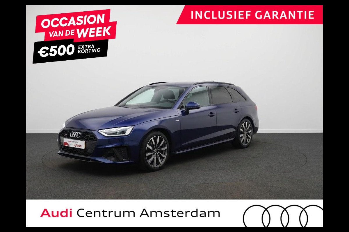 Audi A4 Avant 35 TFSI S edition Competition 150 pk S-tronic| Private lease vanaf €760,- pm | Verlengde garantie | Navigatie | Parkeersensoren | Autom. airco (3 zones) | Stoelverwarming | S-Line |