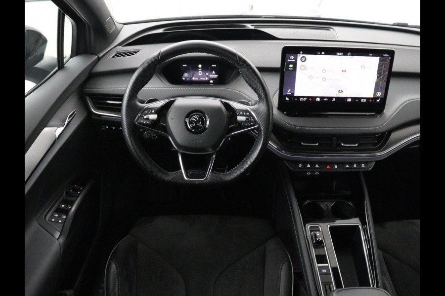 Škoda ENYAQ iV 80 Sportline | SOH 91% | Panoramdak | Head-Up | Trekhaak | Adaptive cruise | 360 Camera | Stoelverwarming | Matrix LED | Memory | Carplay | Navigatie | Alcantara