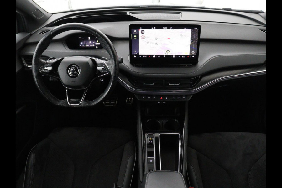 Škoda ENYAQ iV 80 Sportline | SOH 91% | Panoramdak | Head-Up | Trekhaak | Adaptive cruise | 360 Camera | Stoelverwarming | Matrix LED | Memory | Carplay | Navigatie | Alcantara