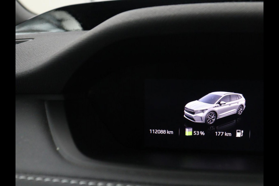 Škoda ENYAQ iV 80 Sportline | SOH 91% | Panoramdak | Head-Up | Trekhaak | Adaptive cruise | 360 Camera | Stoelverwarming | Matrix LED | Memory | Carplay | Navigatie | Alcantara