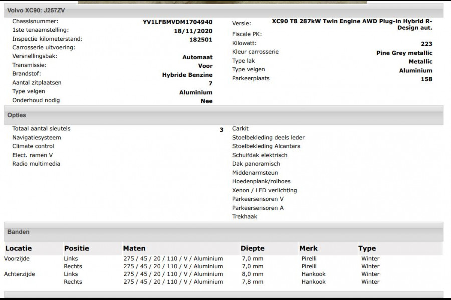 Volvo XC90 2.0 T8 AWD R-Design Panoramadak / Trekhaak / Leder-sport / Pdc+Camera / Xenon / 7Pers. / Apk 11-2026