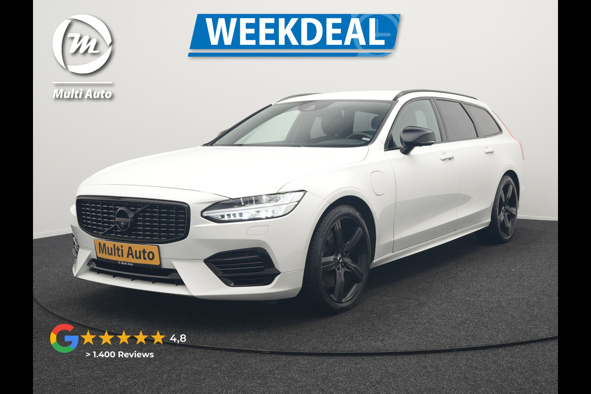 Volvo V90 T8 AWD R-Design Plug In Hybrid 394pk Dealer O.H. PHEV | Adaptive Cruise | 360 Camera | Black Optic | Alcantara Sportstoelen Memory & Verwarmd | Apple Carplay | Keyless | Blis | Virtual | Navigatie | 19"L.M |