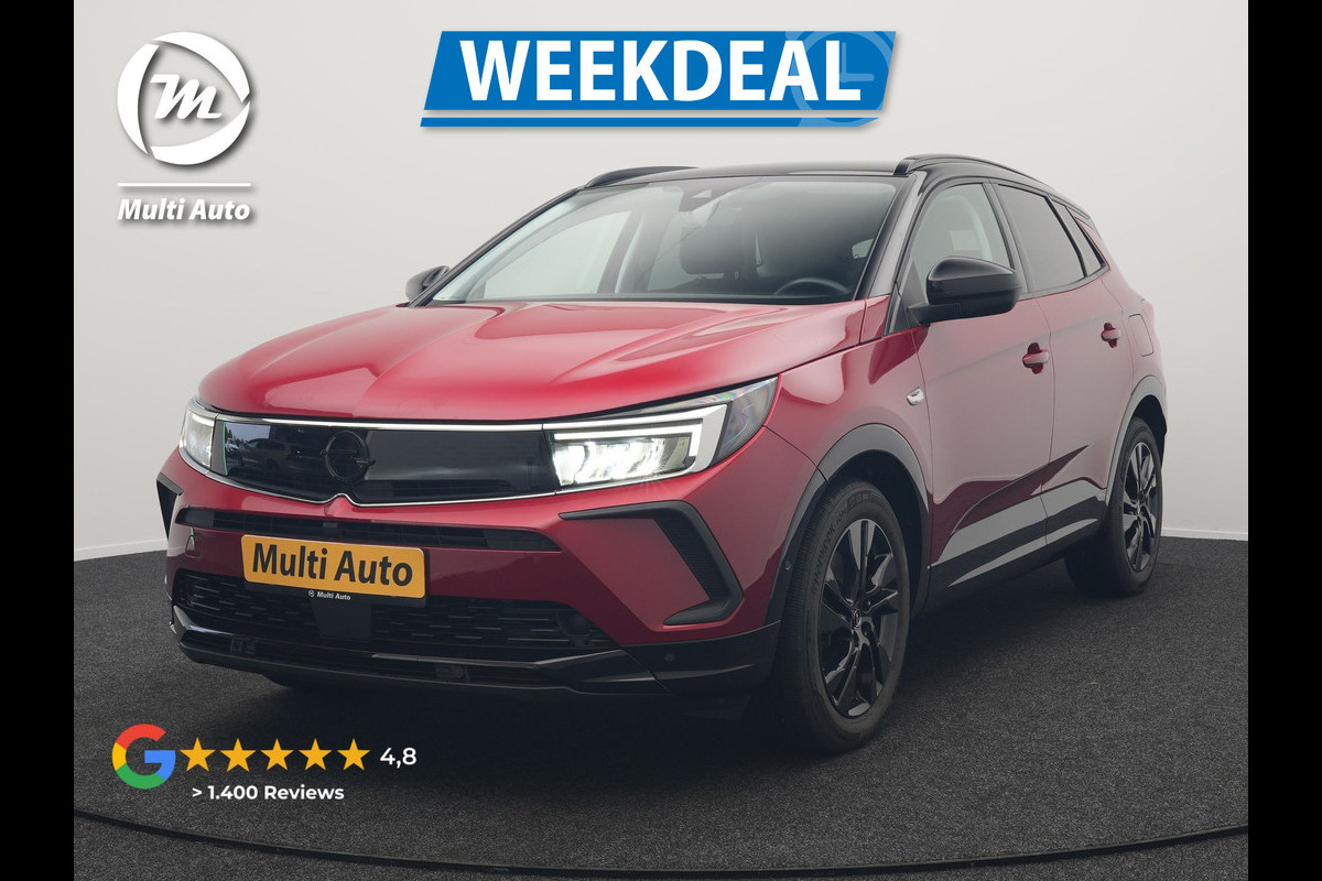 Opel Grandland 1.6 Turbo GS Line NIEUW MODEL Plug In Hybrid 225pk Dealer O.H PHEV | Adaptive Cruise | 360 Camera | Matrix LED | Black Optic | Alcantara Sporstoelen Verwarmd | Apple Carplay | Sfeerverlichting | Navigatie | Virtual | DAB | 18"L.M |