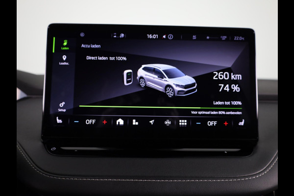 Škoda ENYAQ iV 60 Sportline 180 pk | SoH 90% | Navigatie | Parkeersensoren | Achteruitrijcamera | Autom. airco (3 zones) | Stoelverwarming | Keyless |
