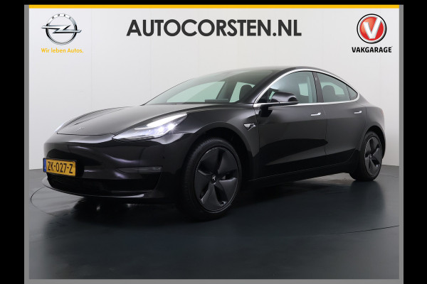 Tesla Model 3 SR+ 60kWh 326PK AutoPilot Leer PanoramaDak Adaptive Cruise Lmv 18" Camera's Elektr.-Stuur+Stoelen+Spiegels+Geheugen+Easy-Entry+V Ecc Navi Led DAB Voorverwarmen interieur via App Keyless One-Pedal-Drive Origineel Nederlandse Auto 1584kg licht! slechts 67 euro belasting p/m