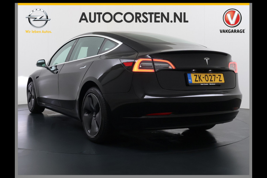 Tesla Model 3 SR+ 60kWh 326PK AutoPilot Leer PanoramaDak Adaptive Cruise Lmv 18" Camera's Elektr.-Stuur+Stoelen+Spiegels+Geheugen+Easy-Entry+V Ecc Navi Led DAB Voorverwarmen interieur via App Keyless One-Pedal-Drive Origineel Nederlandse Auto 1584kg licht! slechts 67 euro belasting p/m