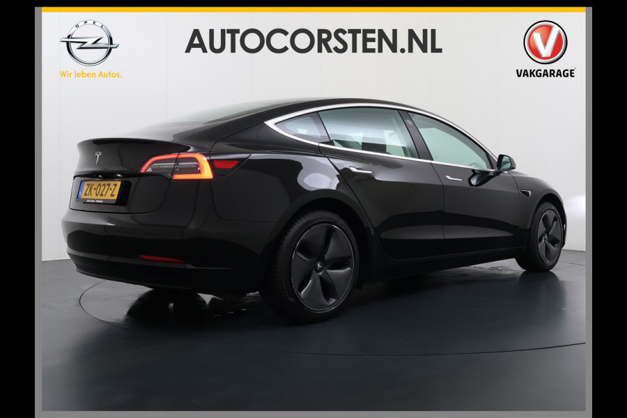 Tesla Model 3 SR+ 60kWh 326PK AutoPilot Leer PanoramaDak Adaptive Cruise Lmv 18" Camera's Elektr.-Stuur+Stoelen+Spiegels+Geheugen+Easy-Entry+V Ecc Navi Led DAB Voorverwarmen interieur via App Keyless One-Pedal-Drive Origineel Nederlandse Auto 1584kg licht! slechts 67 euro belasting p/m