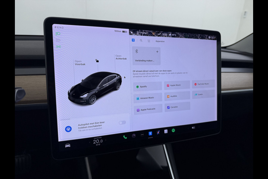 Tesla Model 3 SR+ 60kWh 326PK AutoPilot Leer PanoramaDak Adaptive Cruise Lmv 18" Camera's Elektr.-Stuur+Stoelen+Spiegels+Geheugen+Easy-Entry+V Ecc Navi Led DAB Voorverwarmen interieur via App Keyless One-Pedal-Drive Origineel Nederlandse Auto 1584kg licht! slechts 67 euro belasting p/m