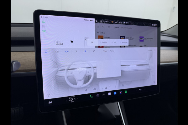 Tesla Model 3 SR+ 60kWh 326PK AutoPilot Leer PanoramaDak Adaptive Cruise Lmv 18" Camera's Elektr.-Stuur+Stoelen+Spiegels+Geheugen+Easy-Entry+V Ecc Navi Led DAB Voorverwarmen interieur via App Keyless One-Pedal-Drive Origineel Nederlandse Auto 1584kg licht! slechts 67 euro belasting p/m