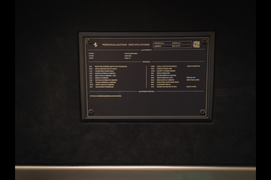 Ferrari 812 GTS 6.5 V12 HELE | Aluminium Lucido | Racing Seats | Lift | Pass. display