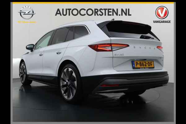 Škoda ENYAQ iV 80 First Edition HighLuxus Soh92% Pano-Dak Elektr.Trekhaak *BOMVOL € 63.000 nieuw!* 21"lm Full-Led 360-Camera Adaptive-Cruise Na Warmtepomp Adaptief onderstel+Dynamisch-onderstel/Stuur Airco-autom 3-zones E-call Chroom-Dakrail Head-Up-Display Smartlink Edition High 1.000kg trekvermogen