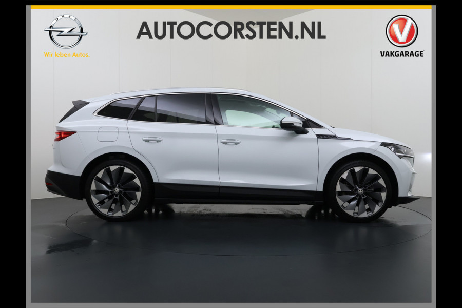 Škoda ENYAQ iV 80 First Edition HighLuxus Soh92% Pano-Dak Elektr.Trekhaak *BOMVOL € 63.000 nieuw!* 21"lm Full-Led 360-Camera Adaptive-Cruise Na Warmtepomp Adaptief onderstel+Dynamisch-onderstel/Stuur Airco-autom 3-zones E-call Chroom-Dakrail Head-Up-Display Smartlink Edition High 1.000kg trekvermogen