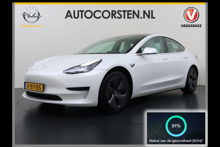 Tesla Model 3 RWD SR plus 325PK LFP SOH 91% Accu Ivory Lmv 18" AutoPilot Leder Panoramadak Adaptive-Cruise Camera's Elektr.-Stuur+Stoelen+Spie Navi LED DAB Voorverwarmen Keyless One-Pedal-Drive 1e Eigenaar Origineel Nederlandse Auto