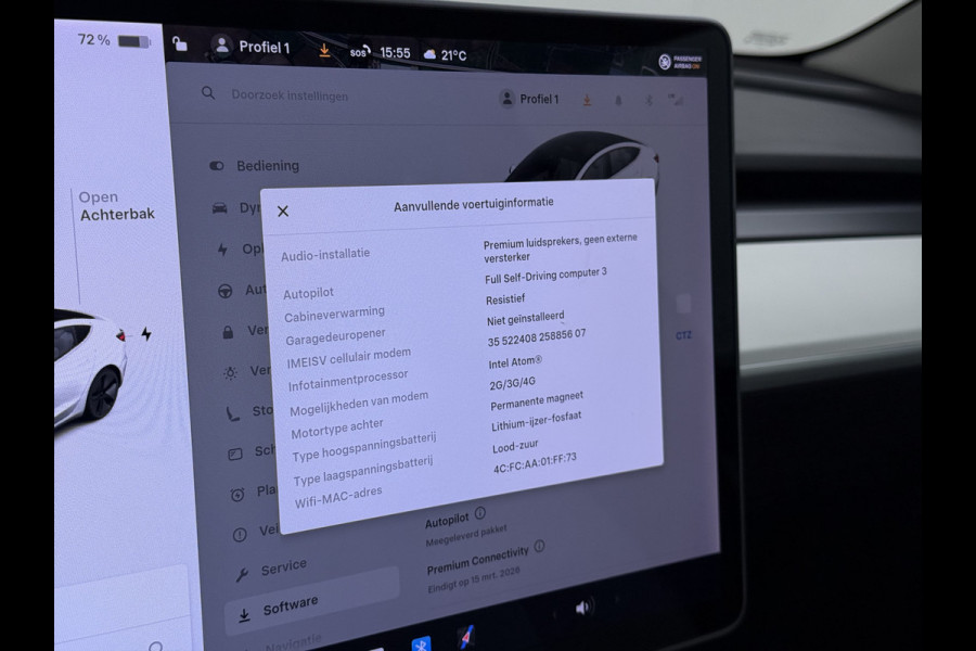 Tesla Model 3 RWD SR plus 325PK LFP SOH 91% Accu Ivory Lmv 18" AutoPilot Leder Panoramadak Adaptive-Cruise Camera's Elektr.-Stuur+Stoelen+Spie Navi LED DAB Voorverwarmen Keyless One-Pedal-Drive 1e Eigenaar Origineel Nederlandse Auto