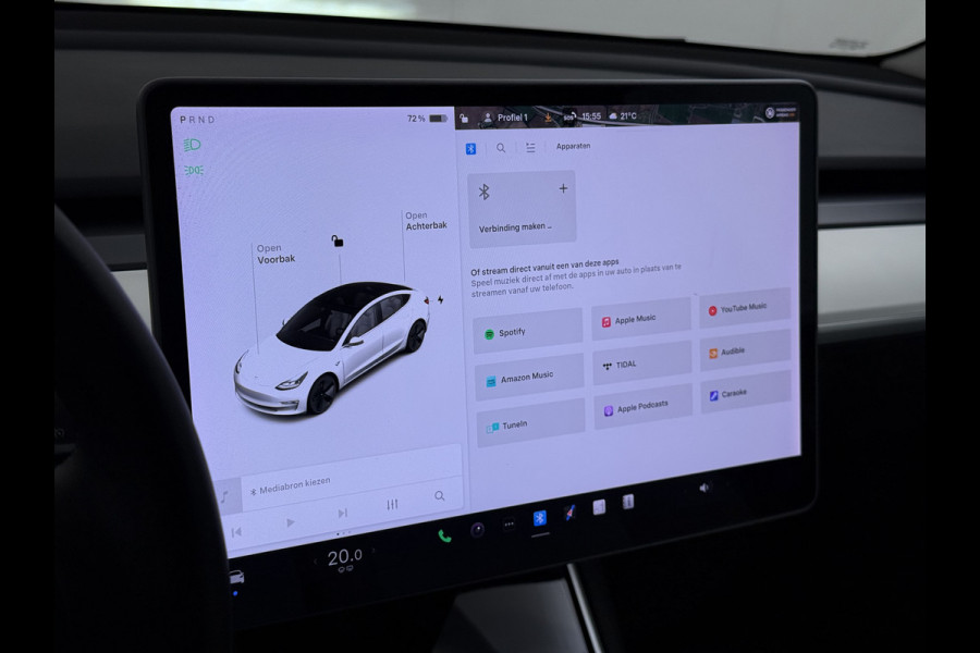 Tesla Model 3 RWD SR plus 325PK LFP SOH 91% Accu Ivory Lmv 18" AutoPilot Leder Panoramadak Adaptive-Cruise Camera's Elektr.-Stuur+Stoelen+Spie Navi LED DAB Voorverwarmen Keyless One-Pedal-Drive 1e Eigenaar Origineel Nederlandse Auto