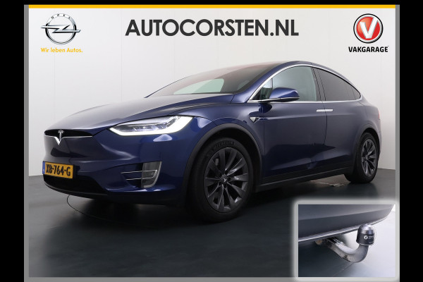 Tesla Model X 100D 20" Trekhaak Leder Luchtvering Adaptive Cruise AutoPilot Panoramadak Vleugeldeuren Camera's Elektr.Stoelen/Stuur+Verwarmd+G Adaptieve koplampen Lmv 20" Led Elektr.-Achterklep Bordherkenning Verwarmde Sproeiers-bladen Carbon Sentry Mode Valet mode 2250 kg Trekvermogen! € 124.700 nieuw !