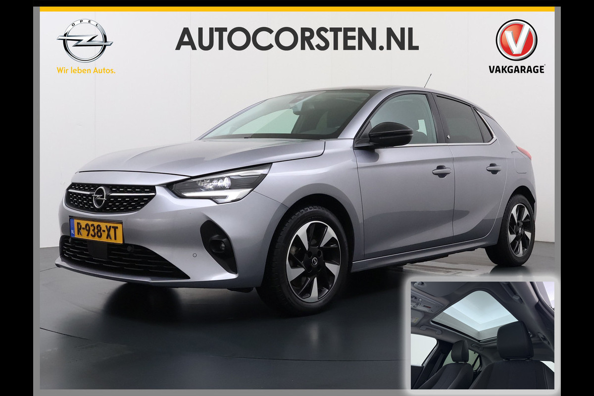 Opel CORSA-E Elegance 50kWh Pano-dak Adapt.Cruise SOH 91% Warmtepomp 360°Camera Navi Ecc Apple Carplay Android Auto Pdc Lane Assist Lmv Privacy Glas Regen-Lichtsensor Led Keyless Zeer complete en keurig onderhouden Electrische Opel Corsa