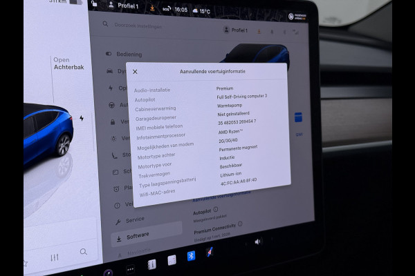 Tesla Model Y Long Range AWD 514pk SOH 92% Trekhaak Warmtepomp Leder Panoramadak Matrix-LED Autopilot Elektr.Stuur+Stoel+Verwarmd Navi Ecc Pre Camera's Elektr.AchterKlep Parkeer Assistent Sentry-Mode Privacyglas Bluetooth Dodehoek detector Connected services 1e Eigenaar 1.600KG Trekgewicht Fabrieksgarantie tot 27-6-2027 Garantie op Accu en Motoren 27-6-2031/192.000km