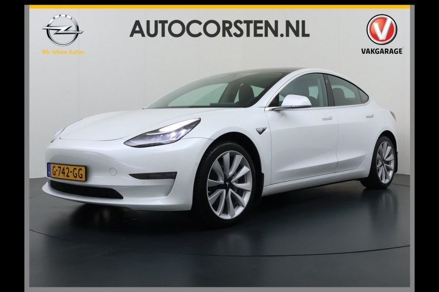 Tesla Model 3 Long Range AWD 75kWh Facelift Warmtepomp Lmv 19" AutoPilot Leder Panoramadak Adaptive-Cruise Camera's Elektr.-Stuur+Stoelen+Spie Navi LED DAB Voorverwarmen interieur Keyless One-Pedal-Drive 4WD SOH 87% Origineel Nederlandse Auto Fabrieksgarantie op Accu en Motor tot 27-09-2027/192.00km