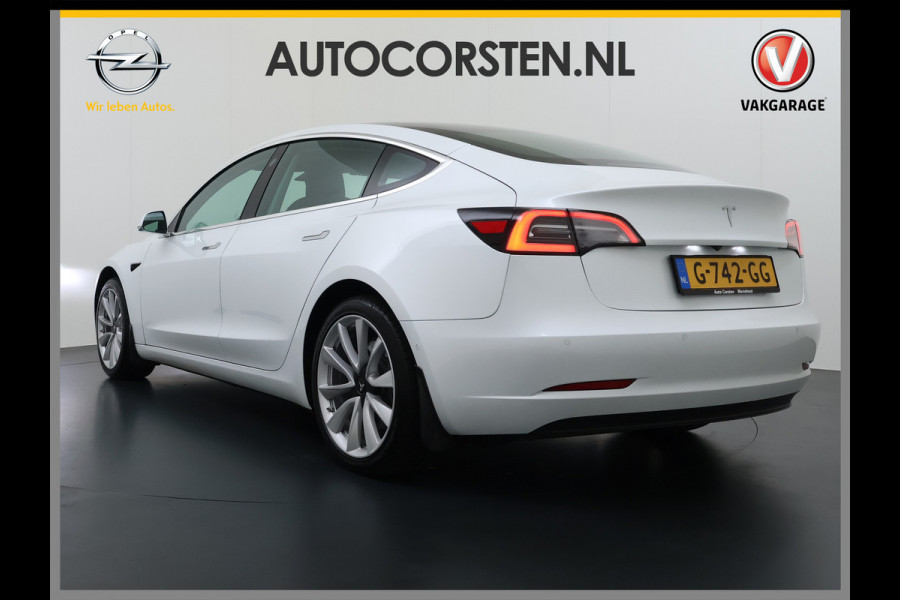 Tesla Model 3 Long Range AWD 75kWh Facelift Warmtepomp Lmv 19" AutoPilot Leder Panoramadak Adaptive-Cruise Camera's Elektr.-Stuur+Stoelen+Spie Navi LED DAB Voorverwarmen interieur Keyless One-Pedal-Drive 4WD SOH 87% Origineel Nederlandse Auto Fabrieksgarantie op Accu en Motor tot 27-09-2027/192.00km