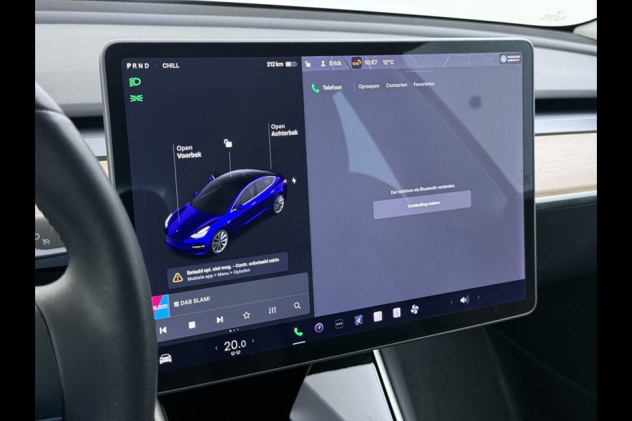 Tesla Model 3 Long Range AWD 75kWh Facelift Warmtepomp Lmv 19" AutoPilot Leder Panoramadak Adaptive-Cruise Camera's Elektr.-Stuur+Stoelen+Spie Navi LED DAB Voorverwarmen interieur Keyless One-Pedal-Drive 4WD SOH 87% Origineel Nederlandse Auto Fabrieksgarantie op Accu en Motor tot 27-09-2027/192.00km
