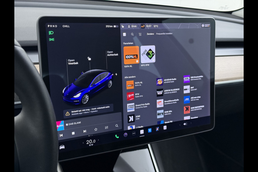 Tesla Model 3 Long Range AWD 75kWh Facelift Warmtepomp Lmv 19" AutoPilot Leder Panoramadak Adaptive-Cruise Camera's Elektr.-Stuur+Stoelen+Spie Navi LED DAB Voorverwarmen interieur Keyless One-Pedal-Drive 4WD SOH 87% Origineel Nederlandse Auto Fabrieksgarantie op Accu en Motor tot 27-09-2027/192.00km