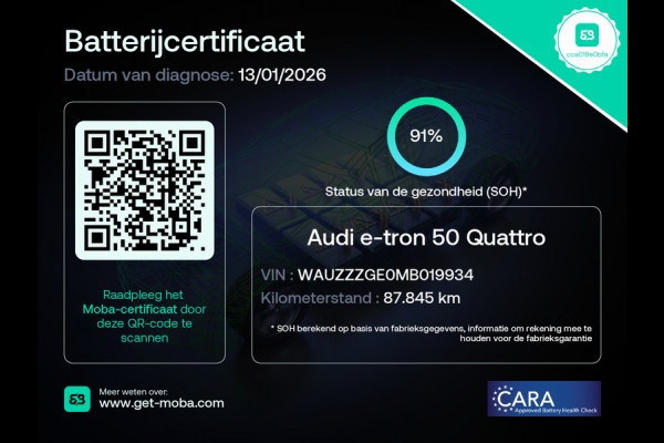 Audi e-tron 313pk Quattro Soh 91% Leer PanoDak Adaptive.Cruise Camera Elek.Stoelen+Memory+Verwarmd Navi Ecc Pdc Stoelverwarming Elek.Achterklep AWD Led Bluetooth Rijstrooksensor WiFi Lmv 4WD Business Edition Plus 71kWh Origineel Nederlandse Auto 1800kg trekvermogen!