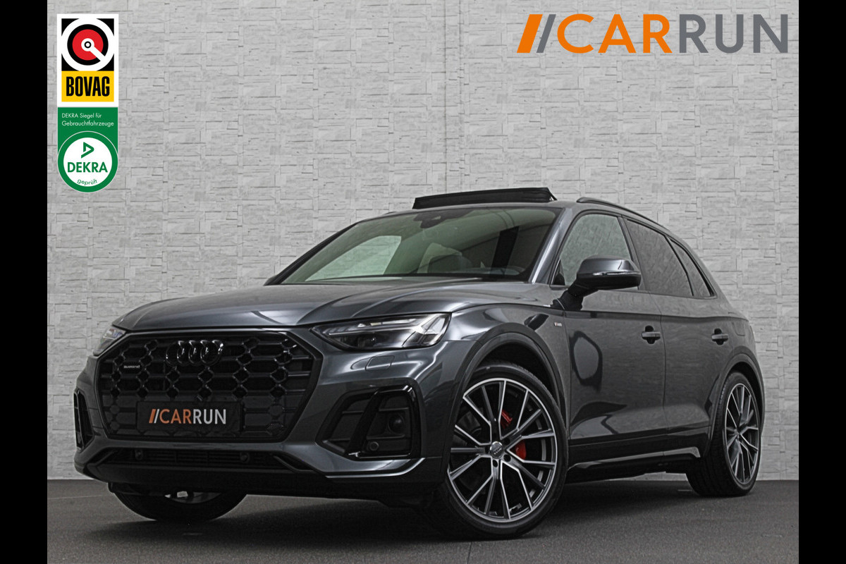 Audi Q5 300pk Hybrid S-Line | Luchtvering | Panorama | ACC | B&O Sound | Massage | Trekhaak | Matrix-LED | Head-Up | Sfeerverlichting | Leder | ISO-Glas | 3-Zone Clima | Standkachel | Bekerhouder Koeling/Verwarming | Stoelverwarming V+A | Zwarte Hemel | Carplay | Zonwering |