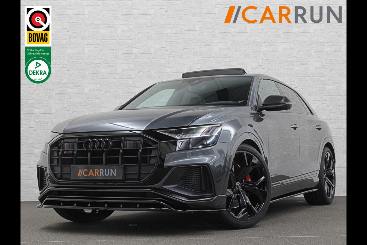 Audi Q8 SQ8 4.0 V8 | RS-Stoelen | Panorama | Massage | Ventilatie | 23'' | B&O Sound | Trekhaak | Bovag Garantie | Carbon | Luchtvering | Black-Optic | Nw.Pr, 220733,=  | Memory | Leder | Matrix-LED | Carplay | 57800,= ex bpm en btw export | BTW Auto 81300,= ex btw.