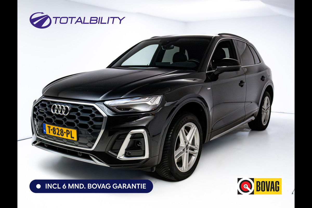 Audi Q5 50 TFSI e S-Line Competition | Panoramadak | Elec. Trekhaak | Stoel- Stuur- & Achterbankverwarming | Adaptive cruise | 2x S-Line, Adap. Cruise, Elec achterklep, Camera, Navigatie, App. connect, All season banden
