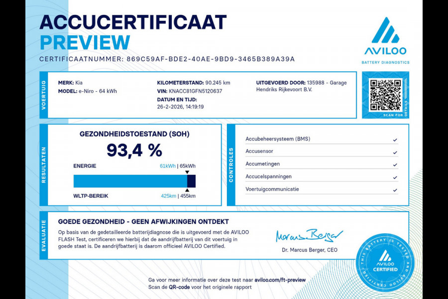 Kia e-Niro Edition 64 kWh | SOH: 93,4% | Climate | Camera | Navi | Leder Stof |