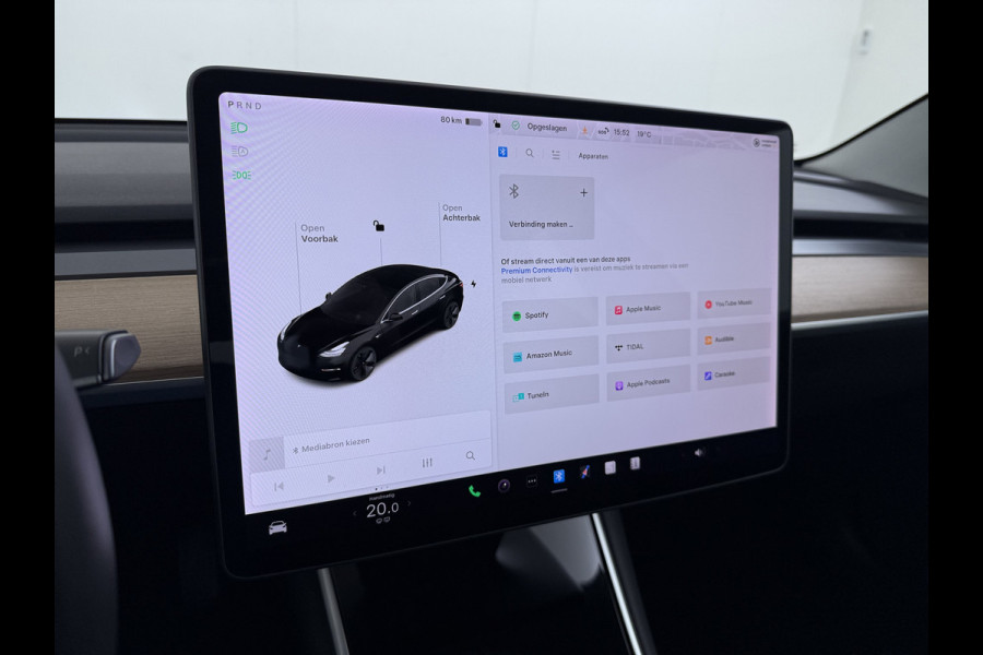 Tesla Model 3 RWD SR plus 325PK Trekhaak Lmv 18" AutoPilot Leder Panoramadak Adaptive-Cruise Camera's Elektr.-Stuur+Stoelen+Spiegels+Geheugen+ Navi LED DAB Keyless One-Pedal-Drive SOH 82% 1.000Kg Trekgewicht 1e Eigenaar Origineel Nederlandse Auto Fabrieksgarantie op Accu en Motor tot 10-12-2027/160.000km