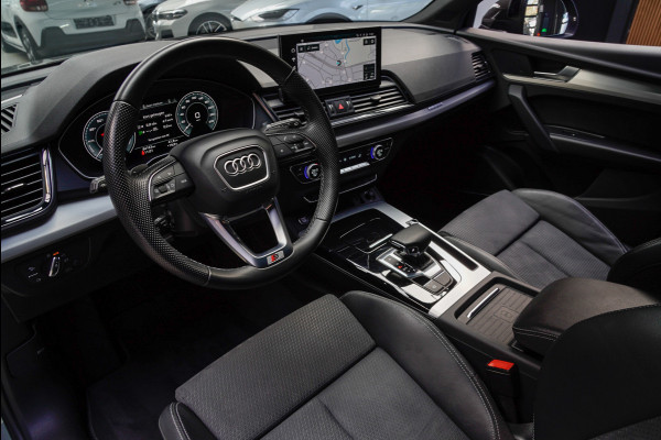 Audi Q5 55 TFSI e PlugIn S-Line Panodak Virtual Leer B&O PDC Navi Elektra. achterklep Leer Climate voor en achter 360° Zwarte binnenhemel Camera 20” LM velgen BTW auto