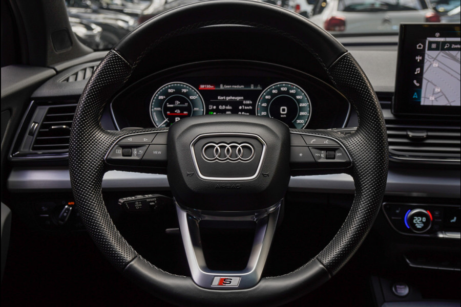 Audi Q5 55 TFSI e PlugIn S-Line Panodak Virtual Leer B&O PDC Navi Elektra. achterklep Leer Climate voor en achter 360° Zwarte binnenhemel Camera 20” LM velgen BTW auto