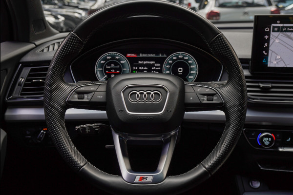 Audi Q5 55 TFSI e PlugIn S-Line Panodak Virtual Leer B&O PDC Navi Elektra. achterklep Leer Climate voor en achter 360° Zwarte binnenhemel Camera 20” LM velgen BTW auto