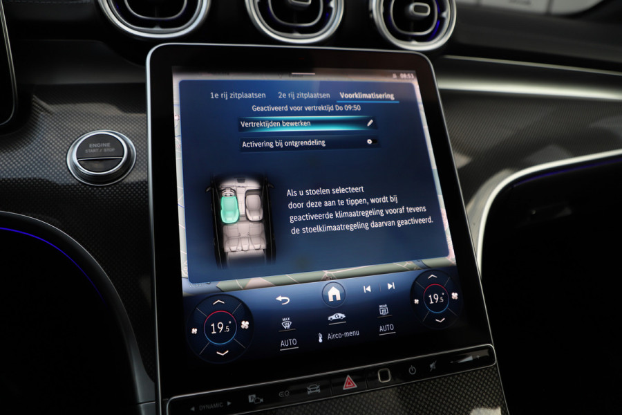 Mercedes-Benz C-Klasse 300e AMG | 313PK | Head-up | Keyless-go | Sfeerverlichting | Memory | Pano | Leder | Standkachel | Trekhaak | 2022.