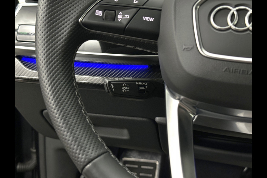 Audi Q8 60e 462PK Competition | RS-Stoelen | 360 Camera | ACC | Carbon | Panorama | Massage | Ventilatie | B&O Sound | Matrix-LED | Luchtvering | Alcantara Hemelbekleding | Stoelverwarming V+A | Sfeerverlichting | Keyless-Entry | ISO-Glas | Zonwering | Standkachel | Autom. Parkeren | Carplay | Stuurwielverwarming | Draadloos Laden |