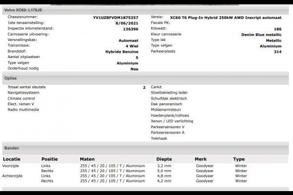 Volvo XC60 2.0 T6 250KW AWD hybrid Inscription / Panoramadak / Trekhaak / Leder lux./Stuur-Stoelverw / Pdc+camera / Audio & Park Ass./ Lighting / Apk 06-2027