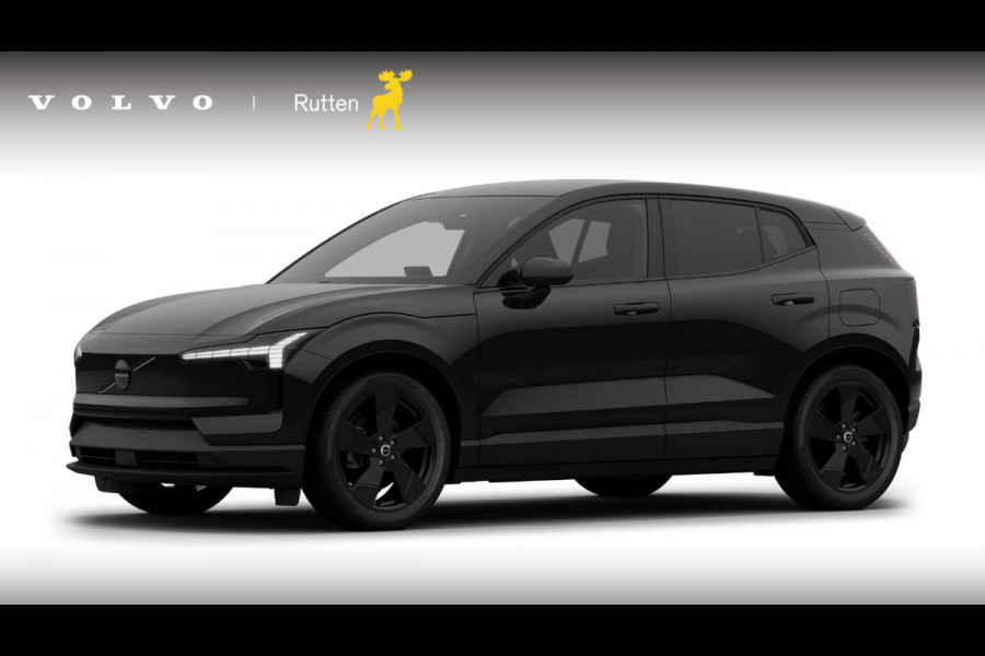 Volvo EX30 272PK Single Ext. Range Plus Black Ed Europa / Elektrische stoelen met geheugen / stoel - en stuurwielverwarming / Adaptieve Cruise Control/ Dodehoek Detectie / Parkeersensoren voor en achter/ Achteruitrijcamera/ Warmtepomp/ Google Services/