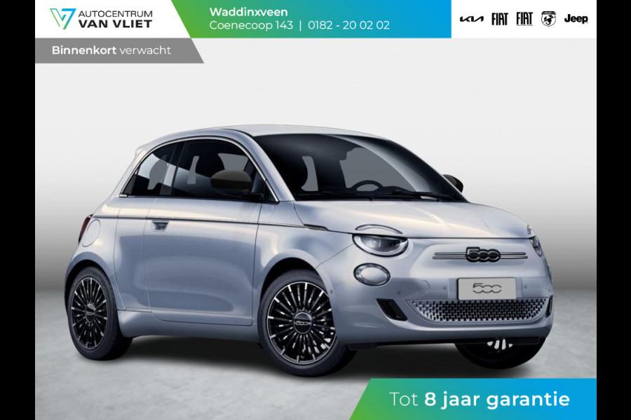 Fiat 500E 3+1 La Prima 42 kWh | Clima | LED | PDC | JBL Premium Audio | 17" | Camera | BSM | Canneloni Ivory/Piombo interieur