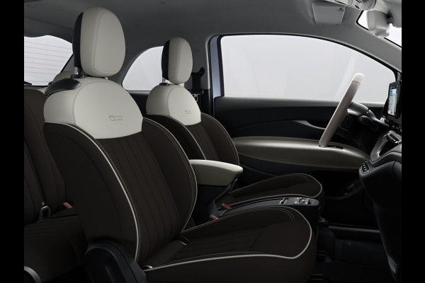 Fiat 500E 3+1 La Prima 42 kWh | Clima | LED | PDC | JBL Premium Audio | 17" | Camera | BSM | Canneloni Ivory/Piombo interieur